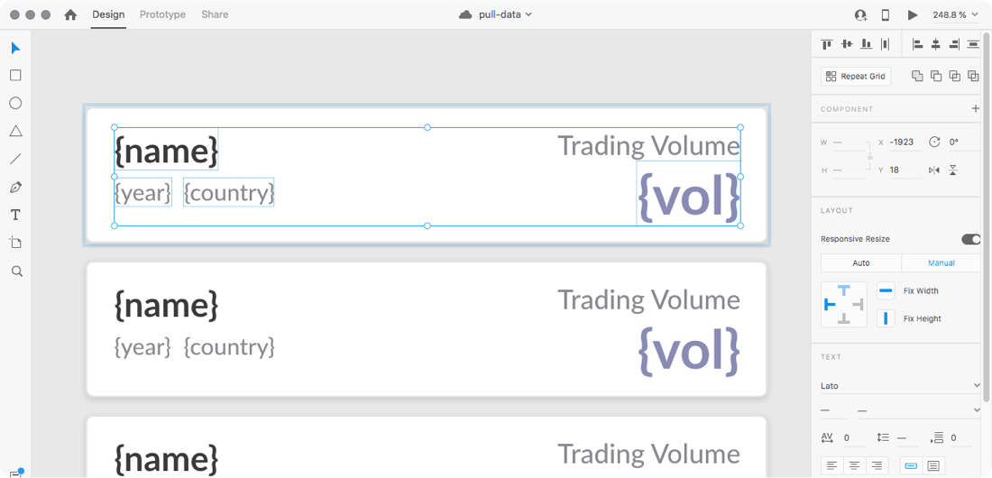designing with live data in adobe XD